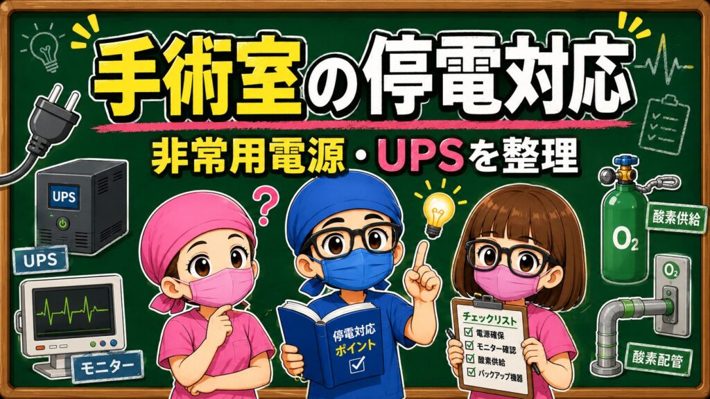 手術室の停電対応，非常用電源，UPS，電気的安全を解説する周術期管理チーム試験対策記事のサムネイル